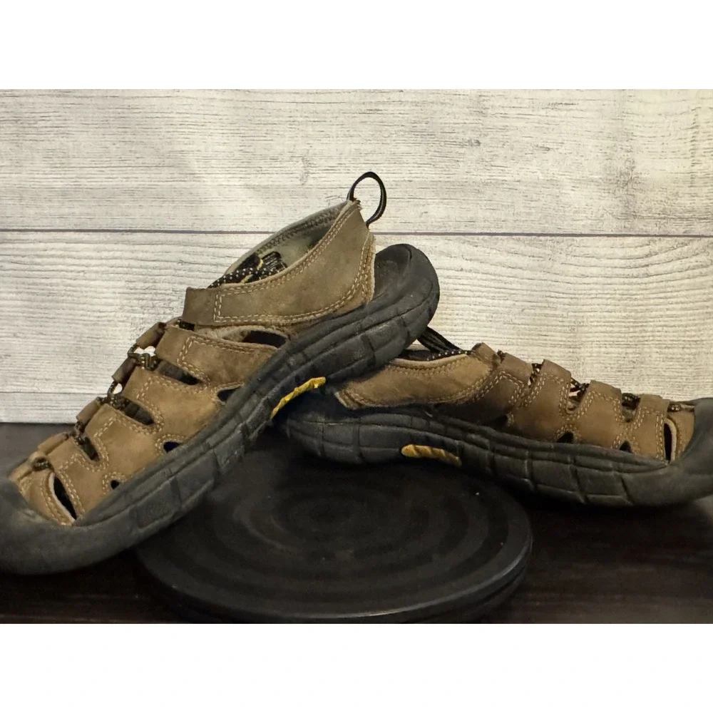 KEEN Men Waterproof Hiking Sandals Closed Toe Brown Outdoor Shoes Size 10